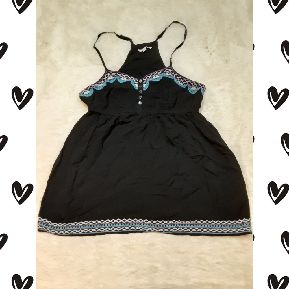 Candies Black Razorback Tanktop with Embroidery L